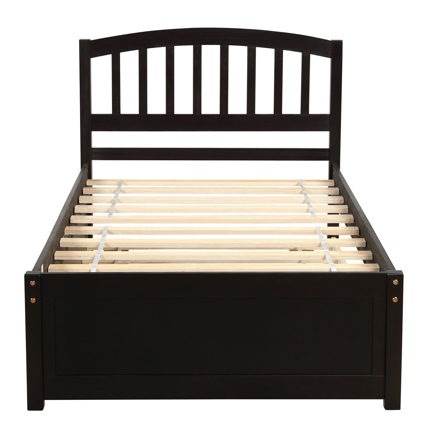 Twin Size Platform Bed Frame With Trundle - Espresso