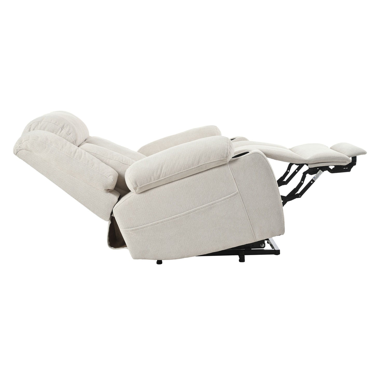 Power Lift Recliner Chair - Fabric Single Sofa With Extended Footrest, Remote Control, Cup Holders, And Side Pockets For Living Room Or Home Theater - Light Gray