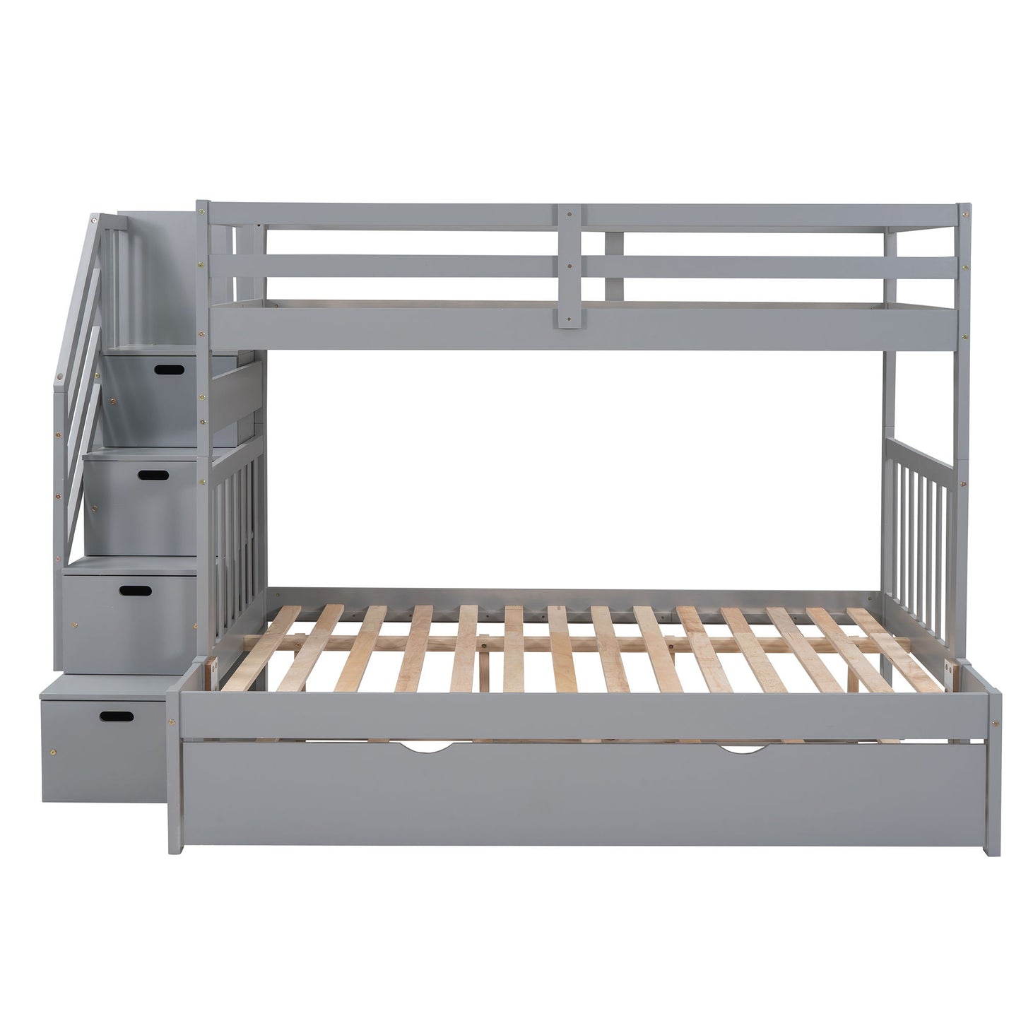 Twin Over Twin / Full Bunk Bed With Twin Size Trundle - Gray