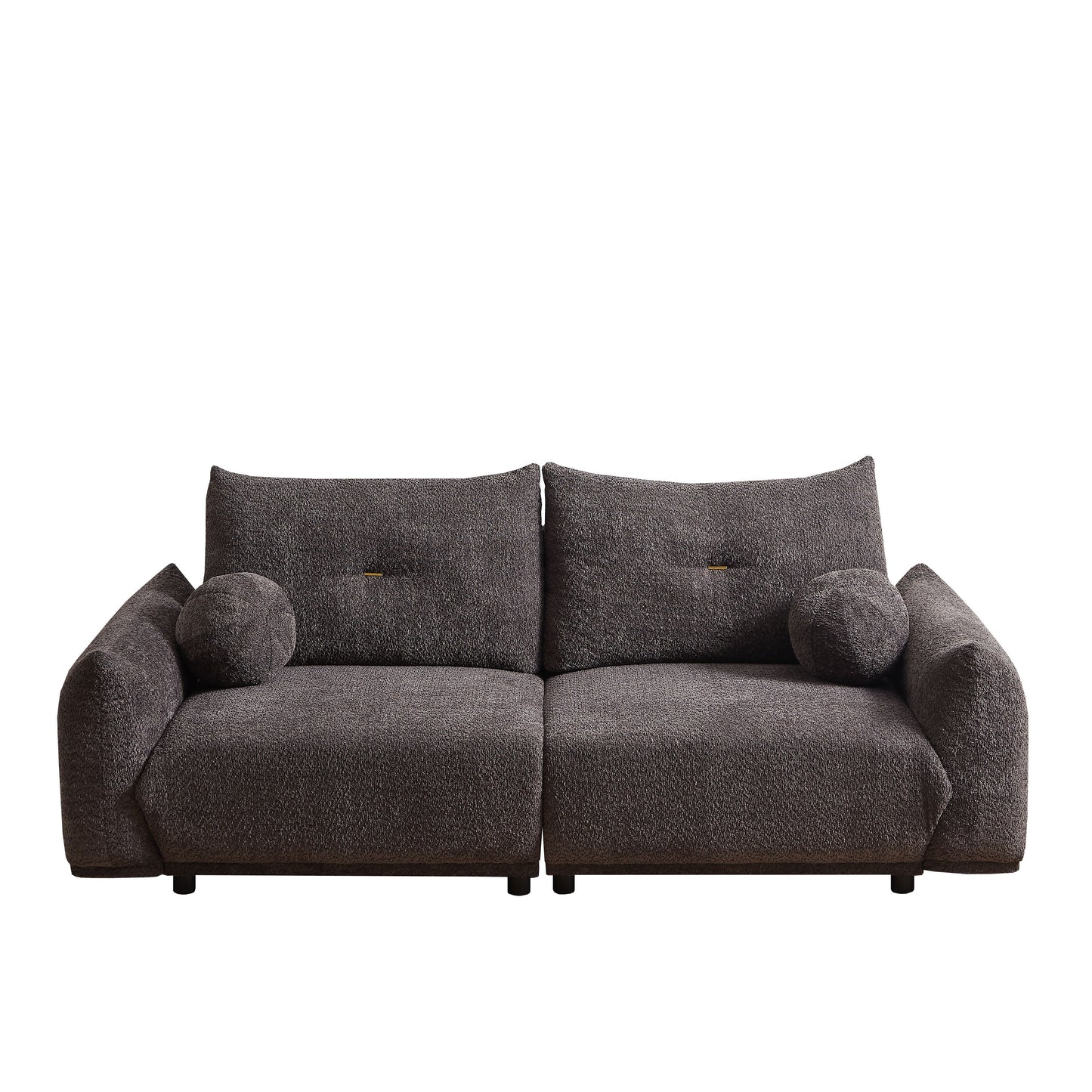 Lamb's Wool 2 Seater Cushion Sofa Comfortable Sofa For Living Room Bedroom And Other Casual Spaces Lamb's Wool Sofa With 2 Cushions And 2 Ball Pillows (Set of 2) - Gray