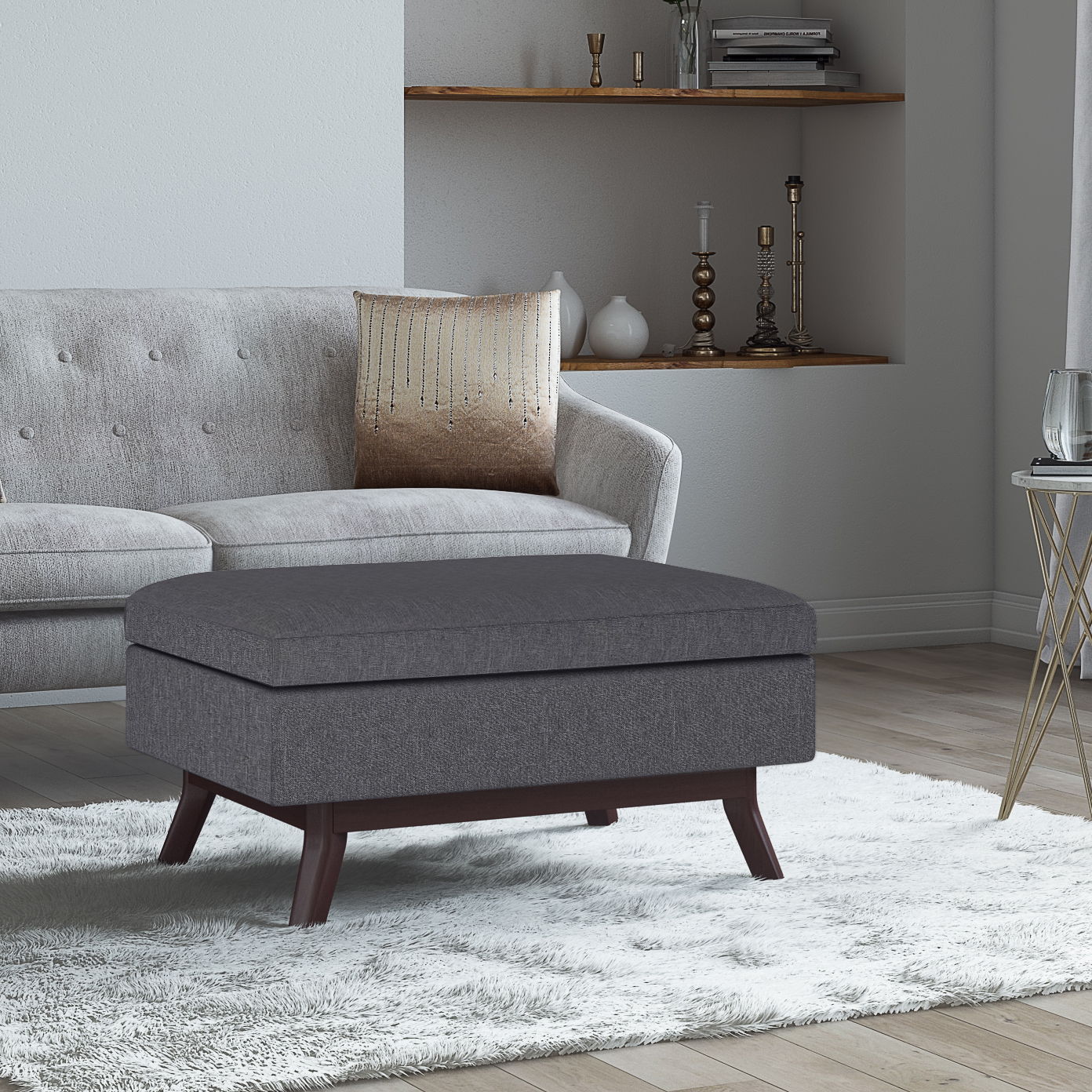 Owen - Coffee Table Storage Ottoman - Slate Gray
