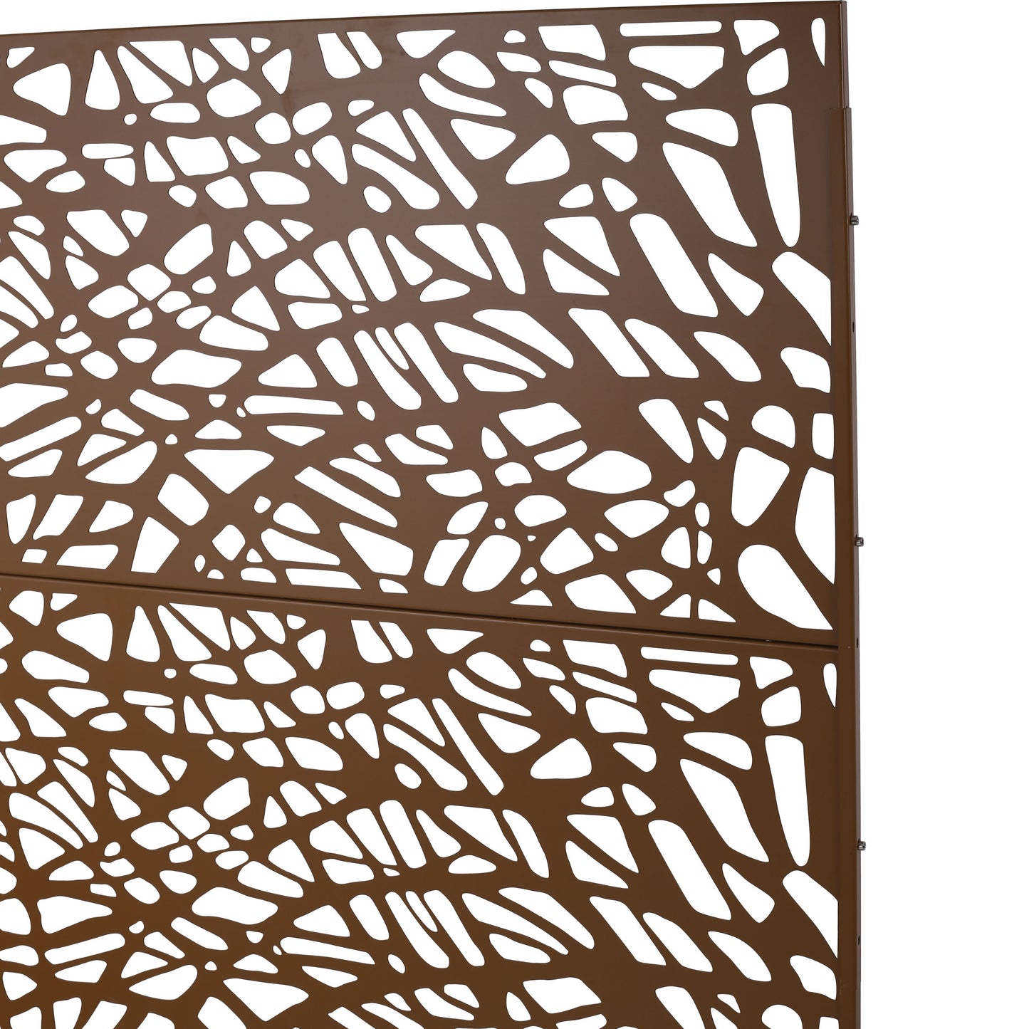 Outdoor & Indoor Metal Privacy Screen Freestanding Decorative Privacy Screen, Privacy Fence Panels For Deck Balcony Patio Garden - Brown
