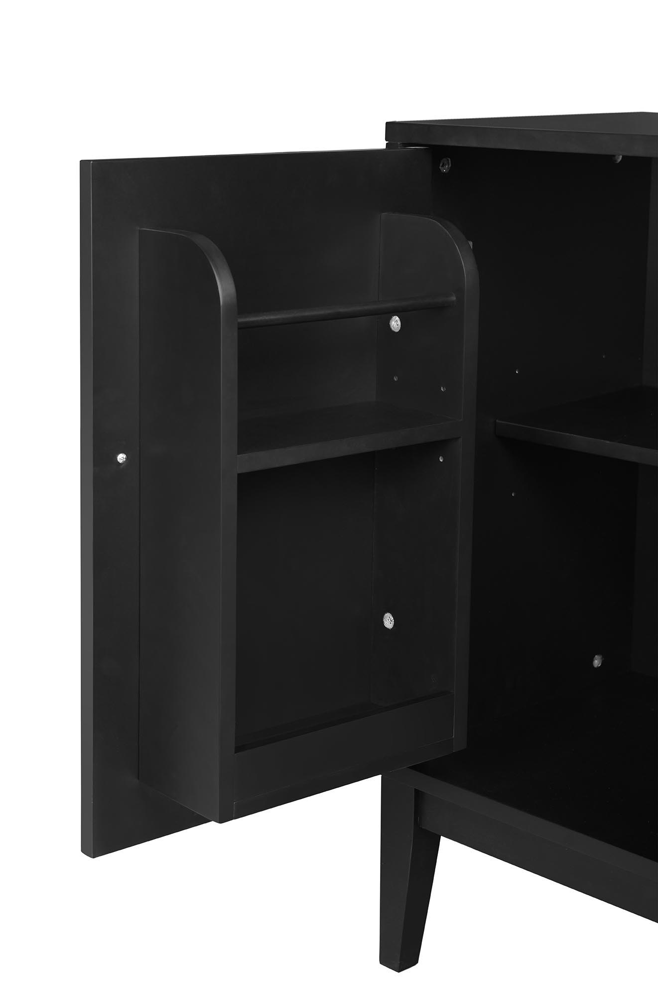4 Door Sideboard Storage Cabinet With Door Shelf For Living Room And Dining Room, 2 Large Cabinets With Adjustable Shelf - Black
