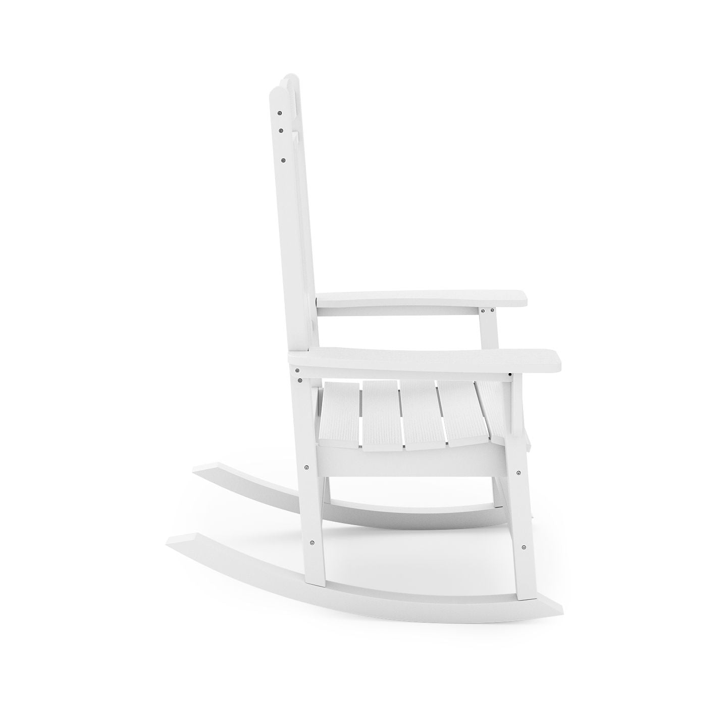 Traditional Porch Rocker Classic HDPE Poly Lumber For Porch, Patio, And Garden Comfort - White