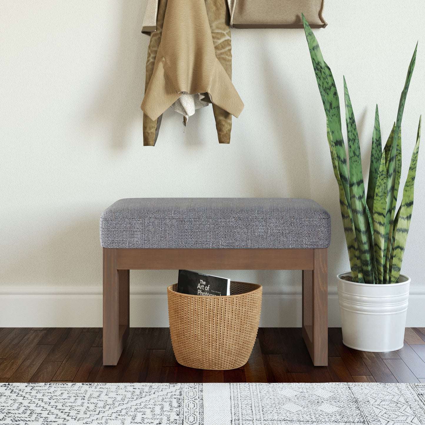 Milltown - Footstool Small Ottoman Bench - Pebble Gray