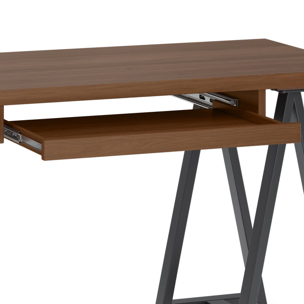 Sawhorse - Solid Walnut Veneer And Small Desk - Dark Brown