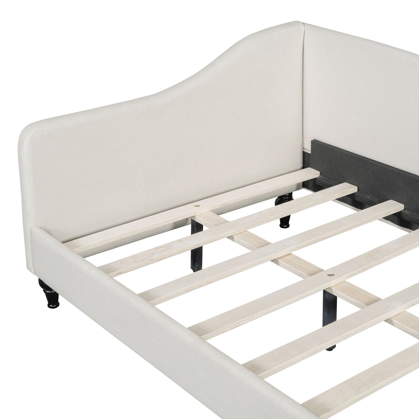 Twin Size Modern L Shaped Linen Daybed With Legs - Beige