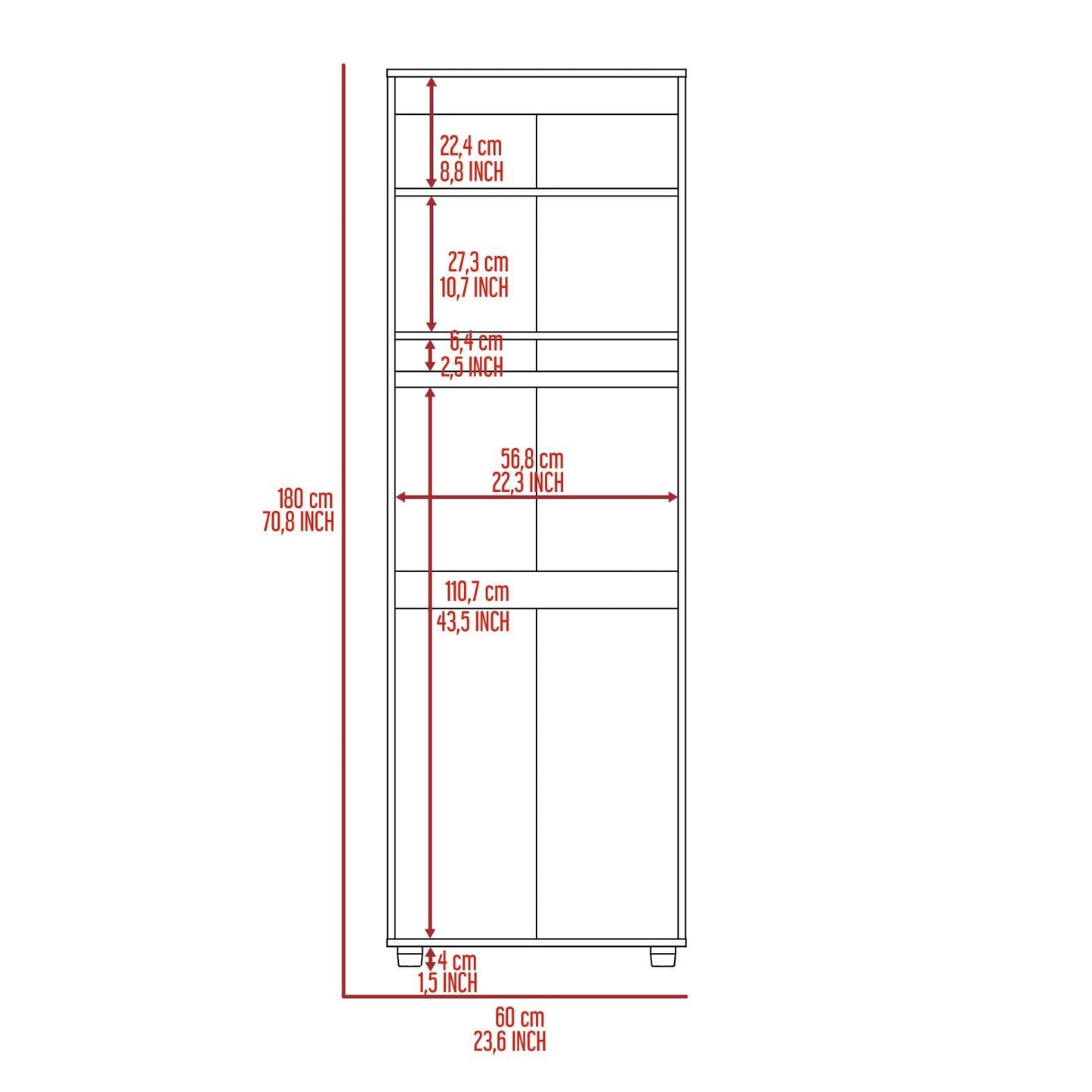 Armoire Organiser, Two Shelves, Rod, Double Door Cabinet Armoire - Black