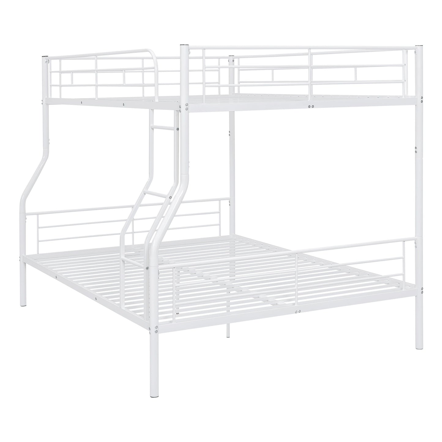 Full Long Over Queen Metal Bunk Bed - White