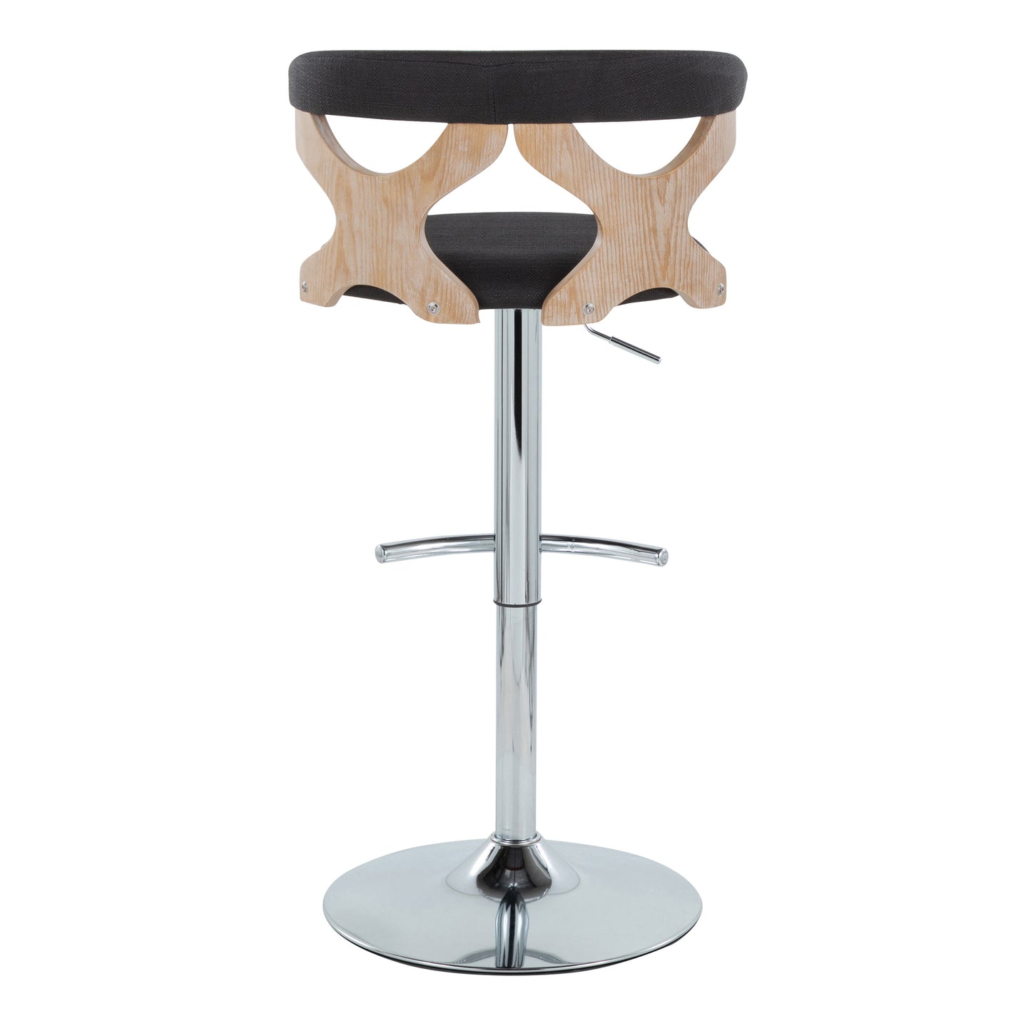 Gardenia - Contemporary Adjustable Barstool With Swivel With Rounded T Footrest (Set of 2) - Chrome / White Washed / Charcoal