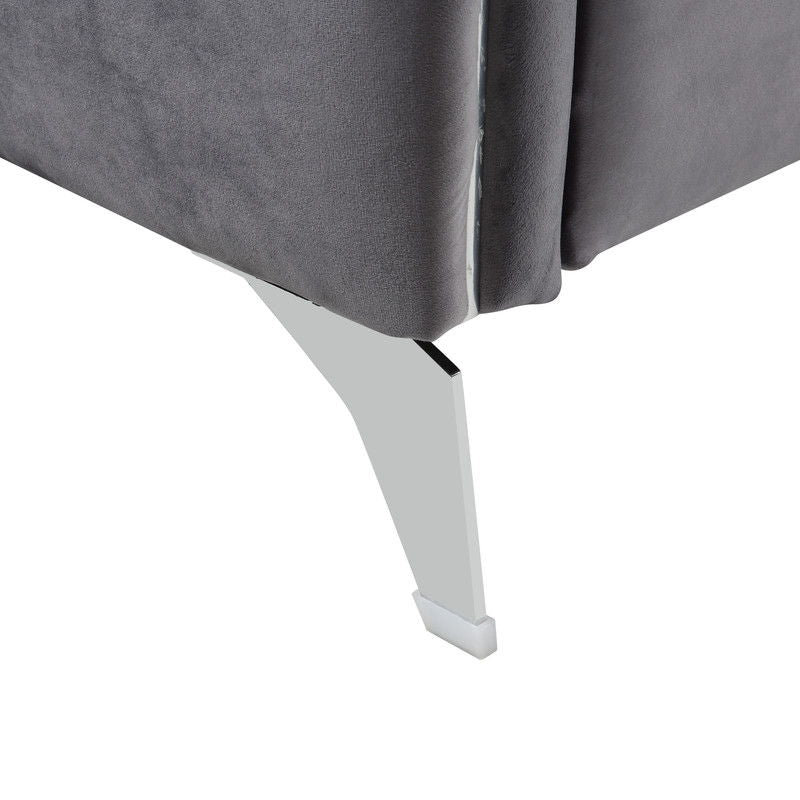 Hathaway - Velvet Modern Chic Accent Armchair - Gray