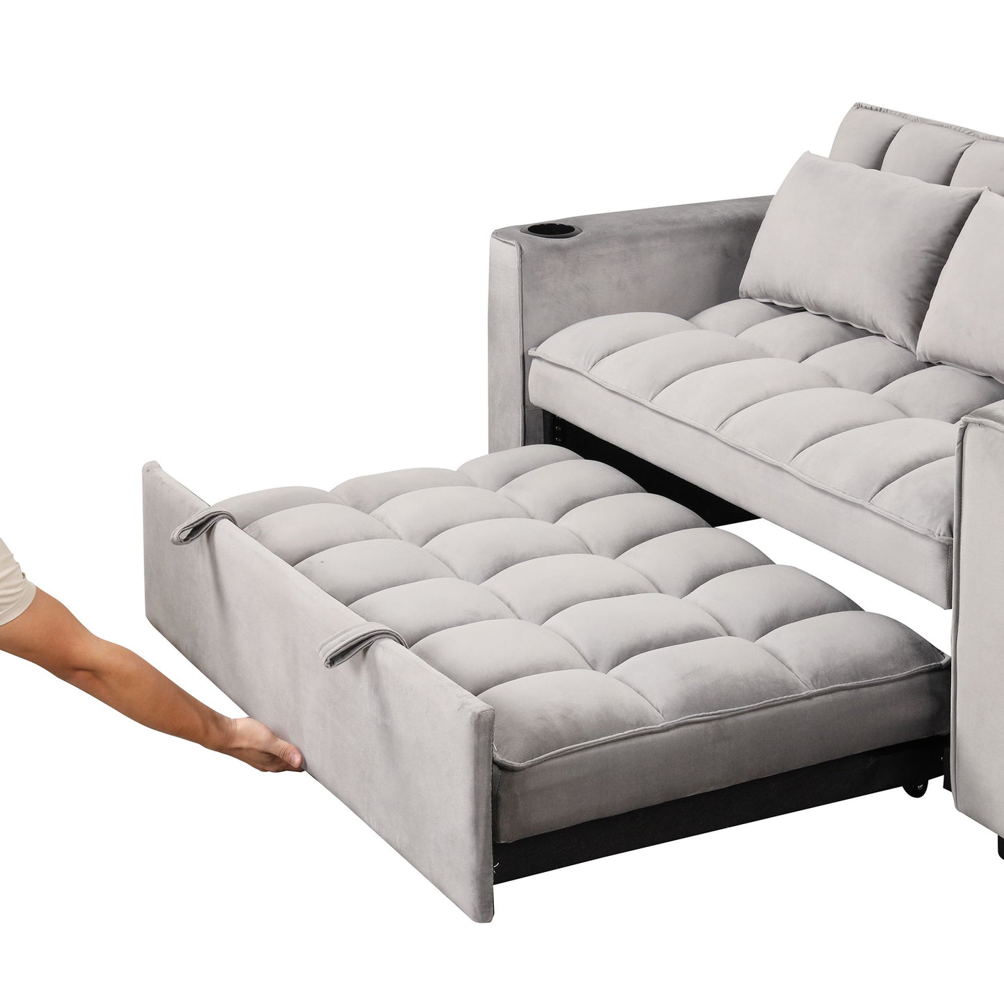 Multi Functional Sofa Bed With Cup Holder And USB Port For Living Room Or Apartments - Gray