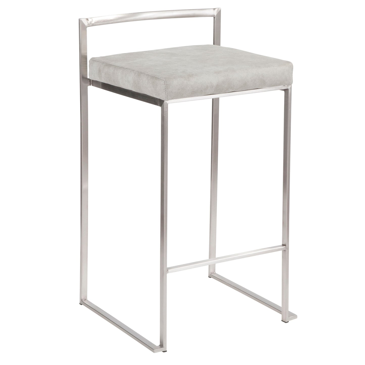Fuji - Contemporary Stackable Counter Stool (Set of 3) - Light Gray