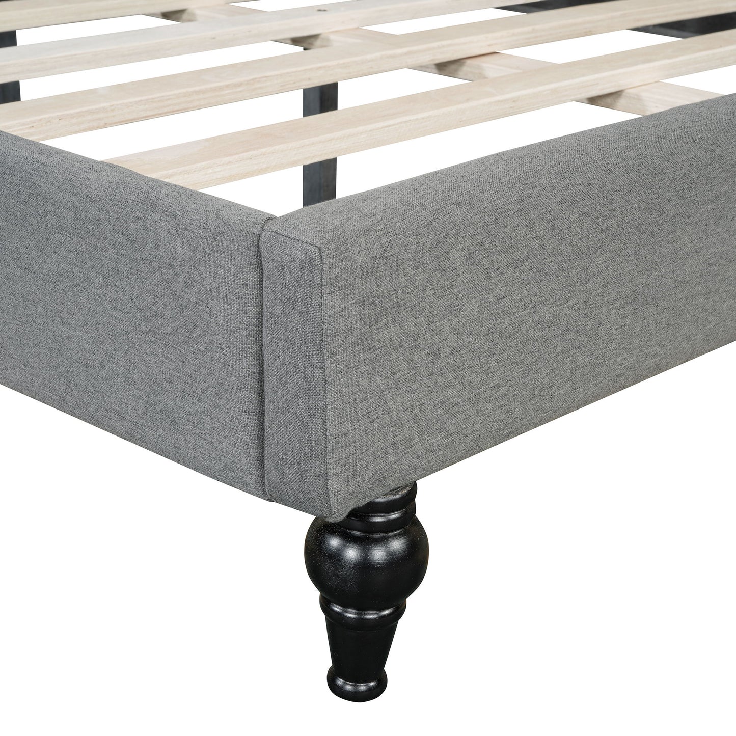 Full Size Modern L Shaped Linen Daybed With Legs - Gray