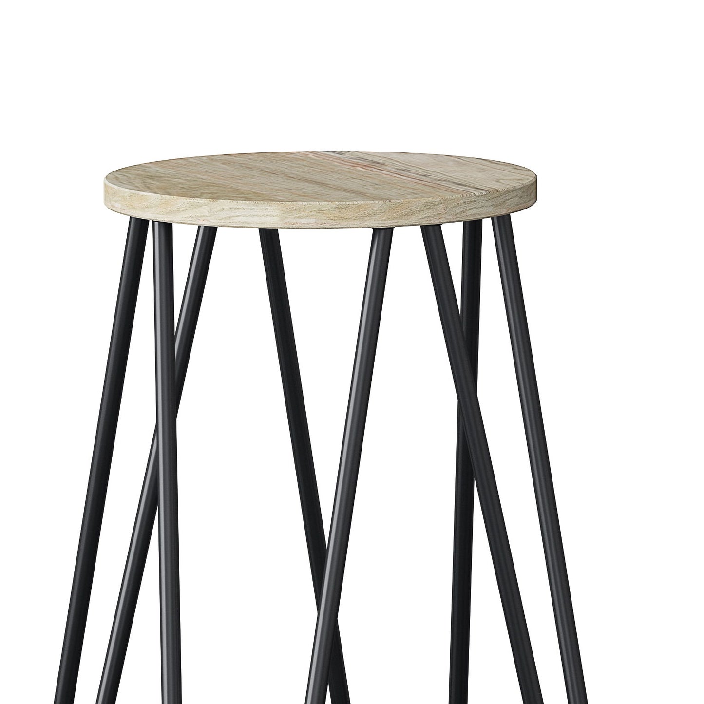 Simeon - Metal Bar Stool With Wood Seat - Natural / Black