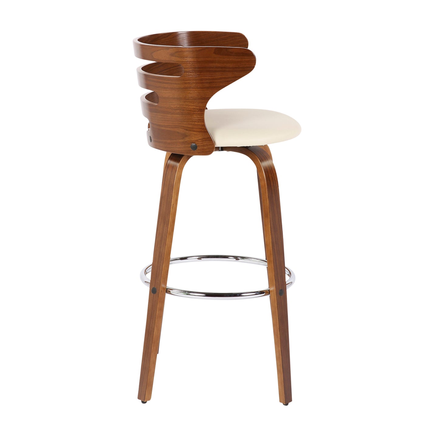 Cosini - Mid-Century Modern Barstool With Swivel (Set of 2) - Walnut / Cream