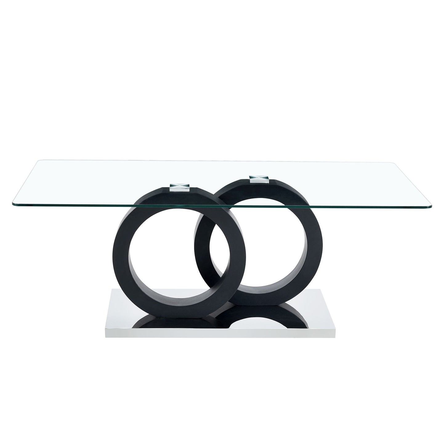 Modern Style Glass Top Coffee Table, Suitable For Living Rooms And Lounge Areas - Black
