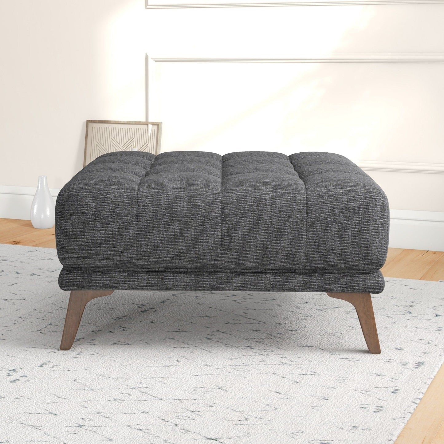 Addison - Square Upholstered Ottoman - Dark Gray