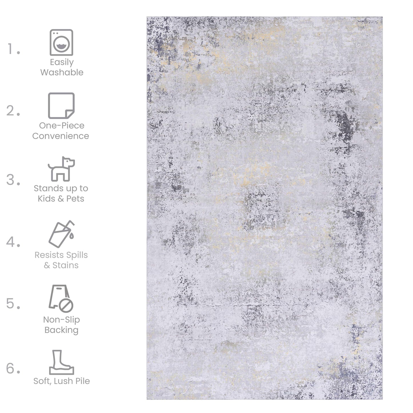 Maval - 3' X 5' Washable Area Rug - Gray