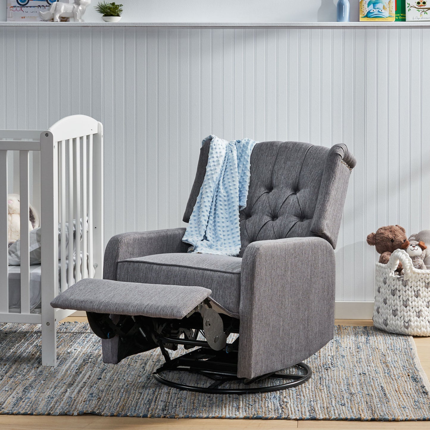 Classic Design, Manual Recliner Chair With 360 Degree Swivel - Charcoal