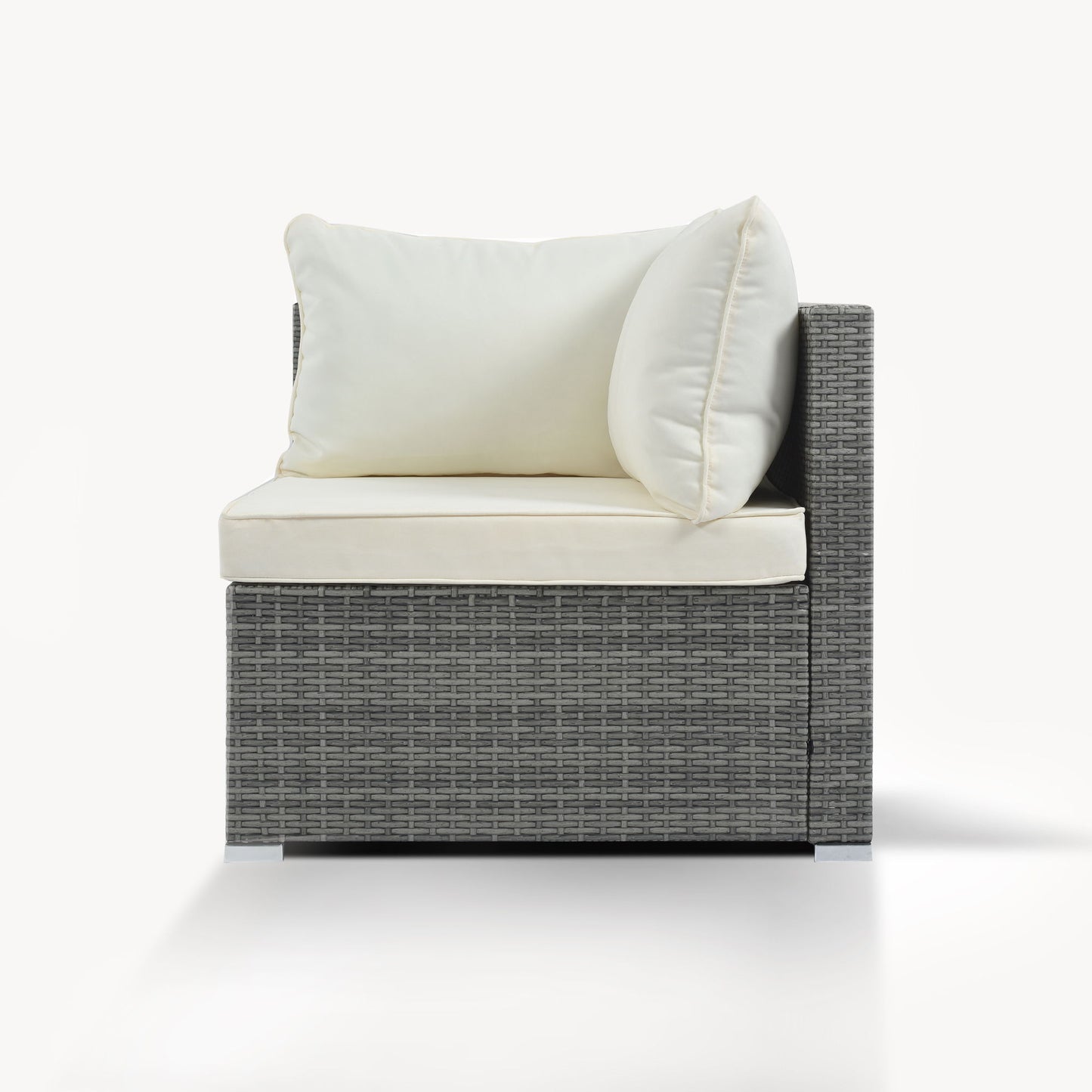 8 Pieces Outdoor Patio Furniture Sets, Garden Conversation Wicker Sofa Set, Single Sofa Combinable - Beiges / Gray