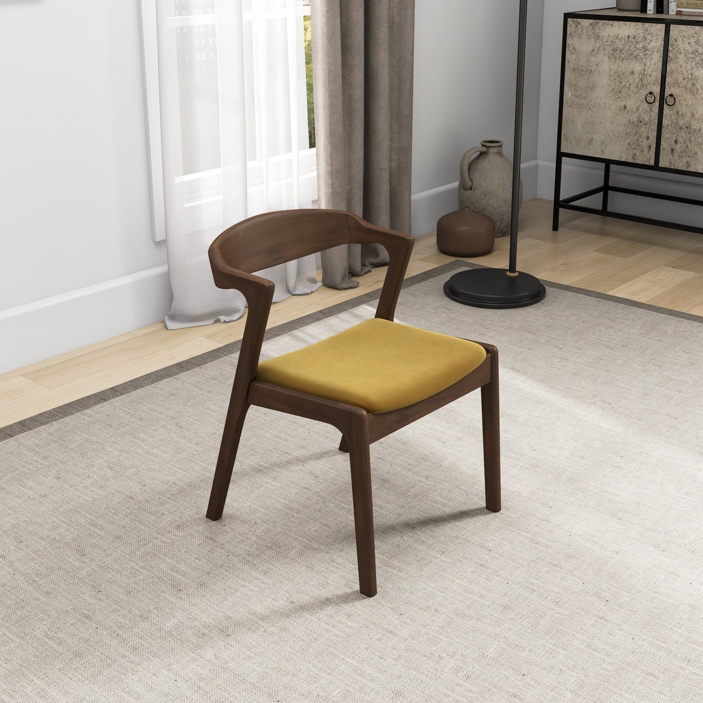 Dakota - Velvet Dining Chair (Set of 2) - Brown / Yellow
