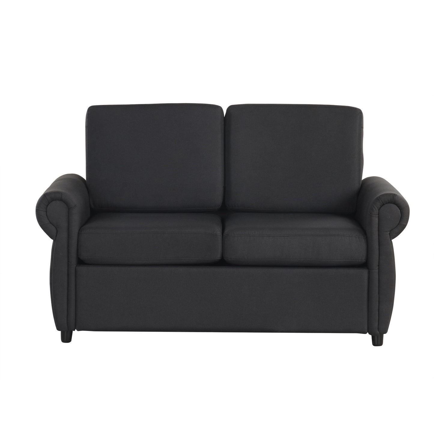 Pull Out Sofa Bed Loveseat Sleeper With Twin Size Memory Mattress With Two USB Ports For Living Room Spaces - Black