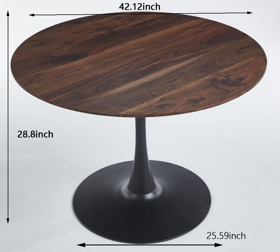 Tulip Table Mid-Century Dining Table For 4 - 6 People With Round MDF Table Top, Pedestal Dining Table, End Table Leisure Coffee Table - Walnut