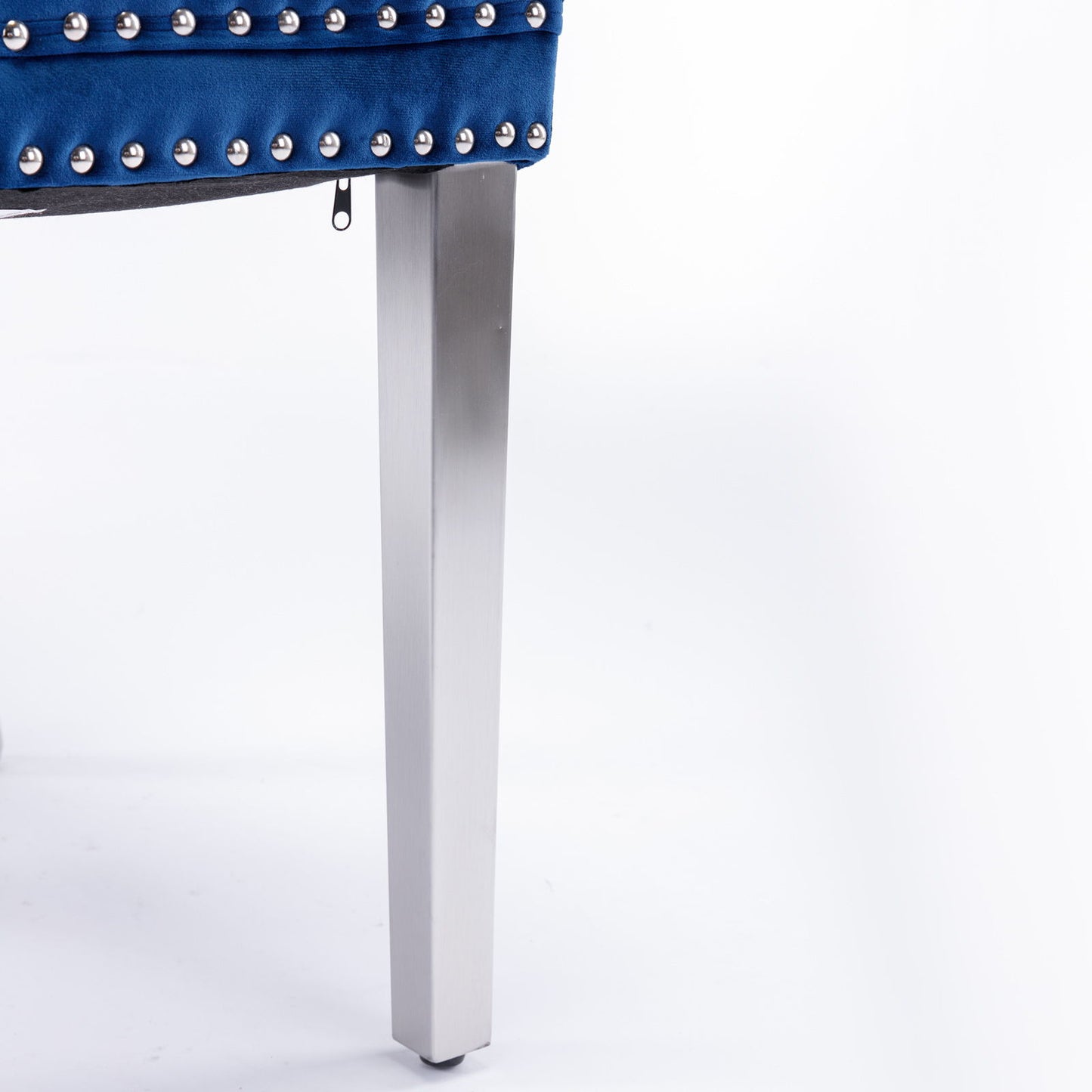 Nikki - Modern, High-End Tufted Solid Wood Contemporary Velvet Upholstered Dining Chair With Chrome Stainless Steel Plating Legs, Nailhead Trim, (Set of 2) - Blue / Chrome