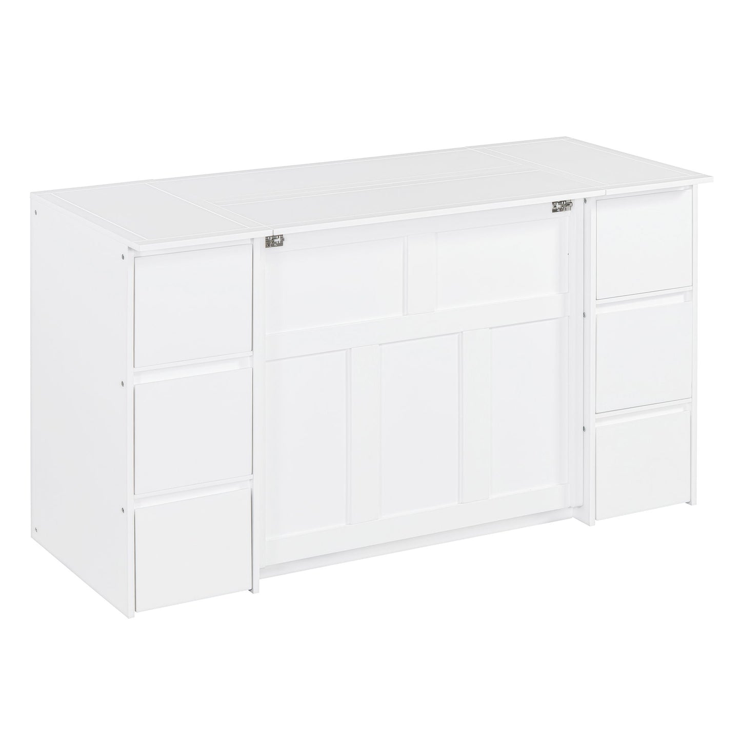 Twin Size Murphy Bed With Drawers, Cabinets, And USB Ports - White