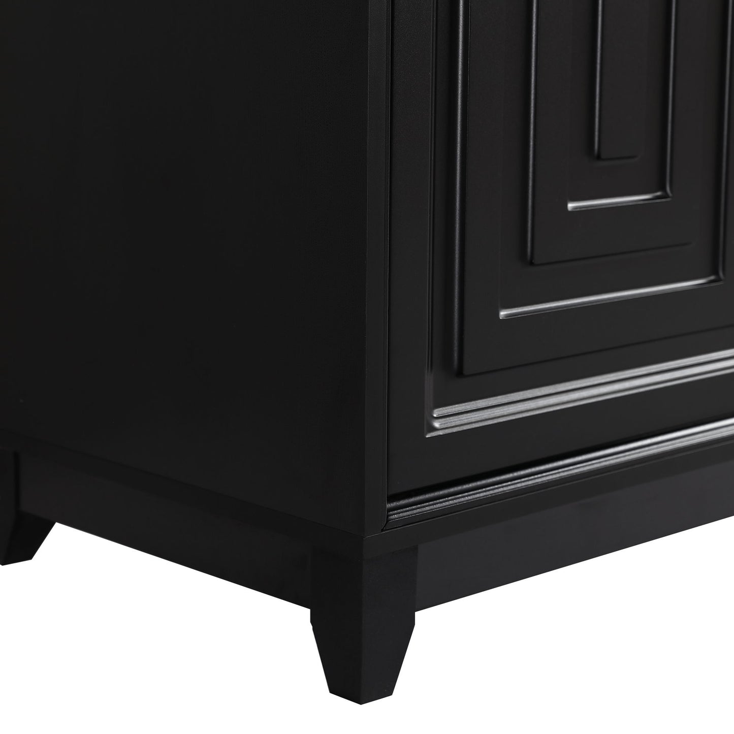 TV Stand For TVs Up To 65", Modern Entertainment Center Media Console Cabinet With 2 Spacious Storage Space, Solid Wood Legs For Living Room - Black