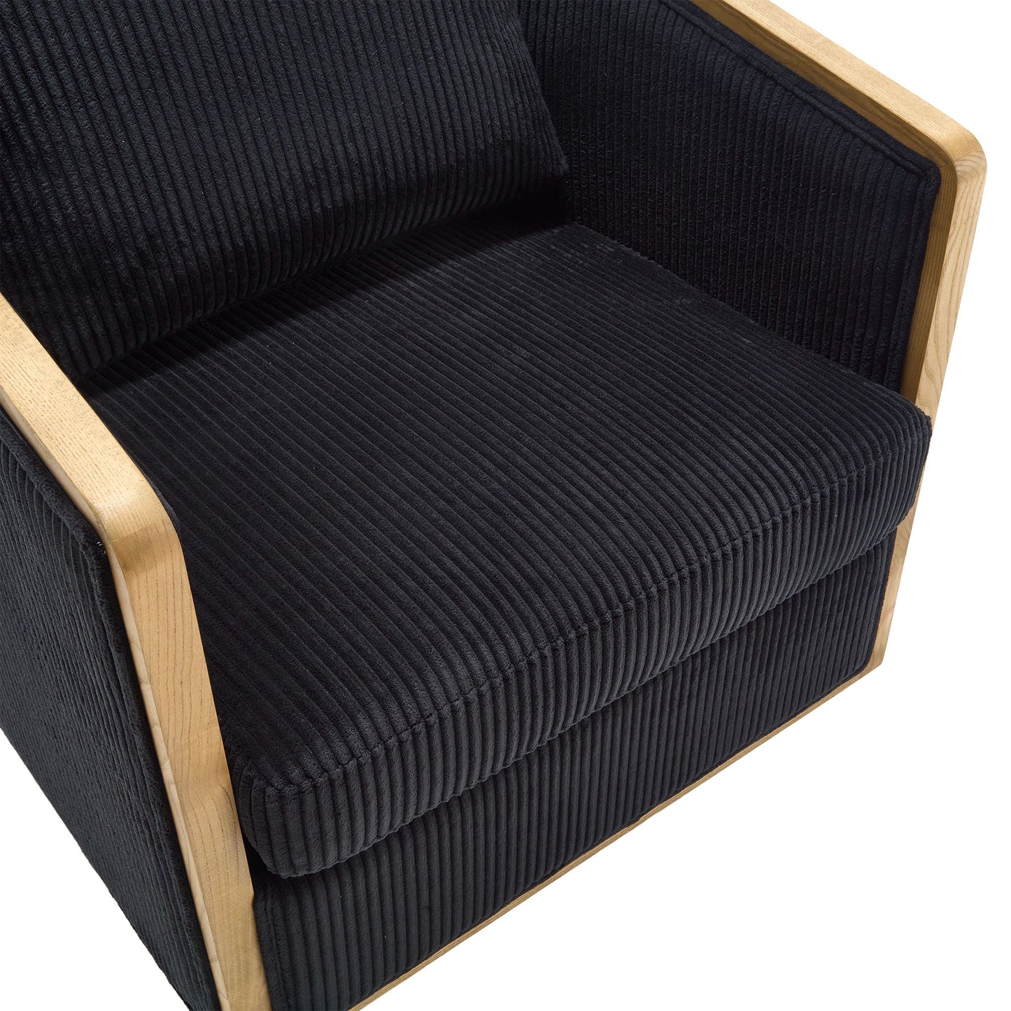 Swivel Barrel Chair, Comfortable Accent Sofa Chair, 360 Degree Swivel - Black