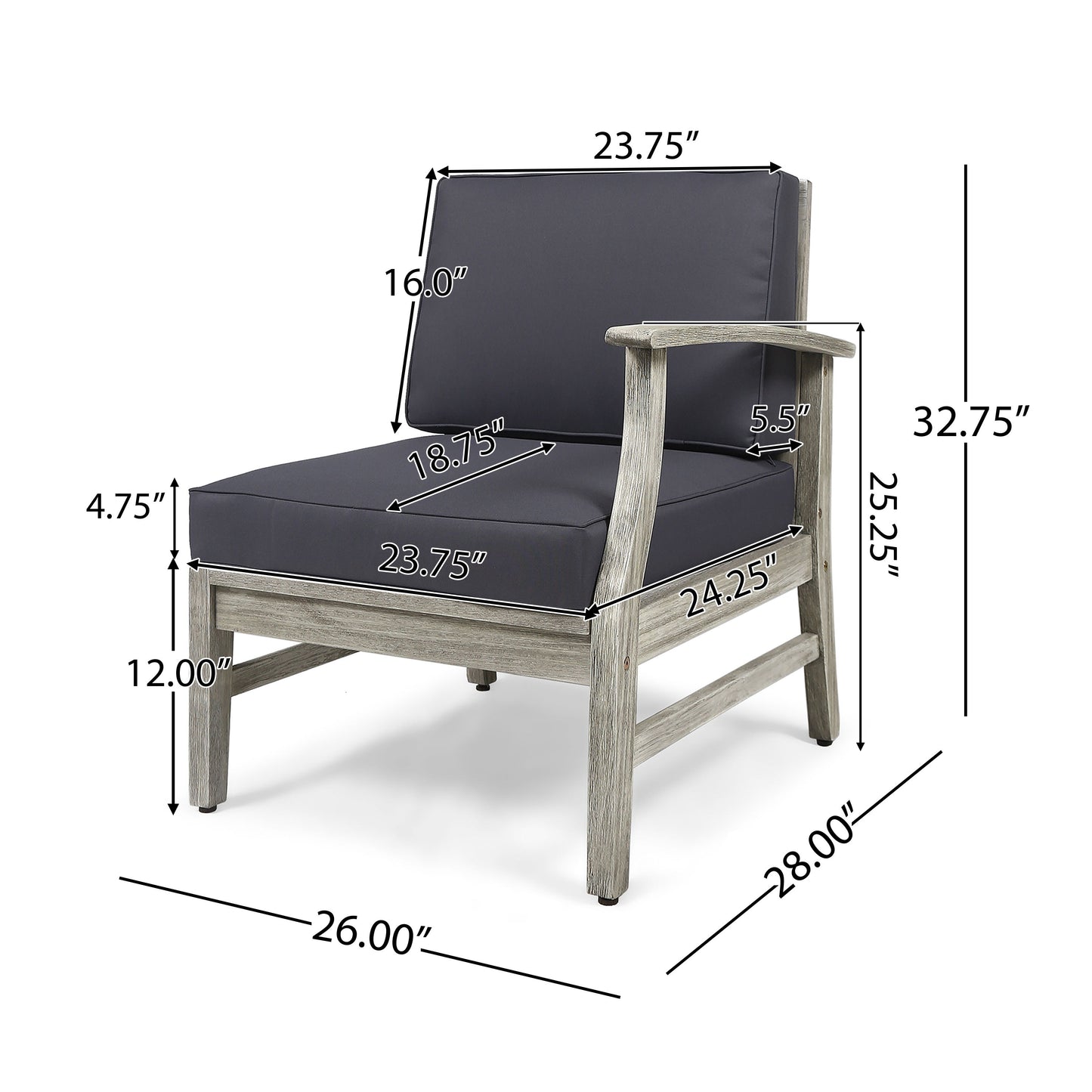 Perla - Right Armchair - Gray