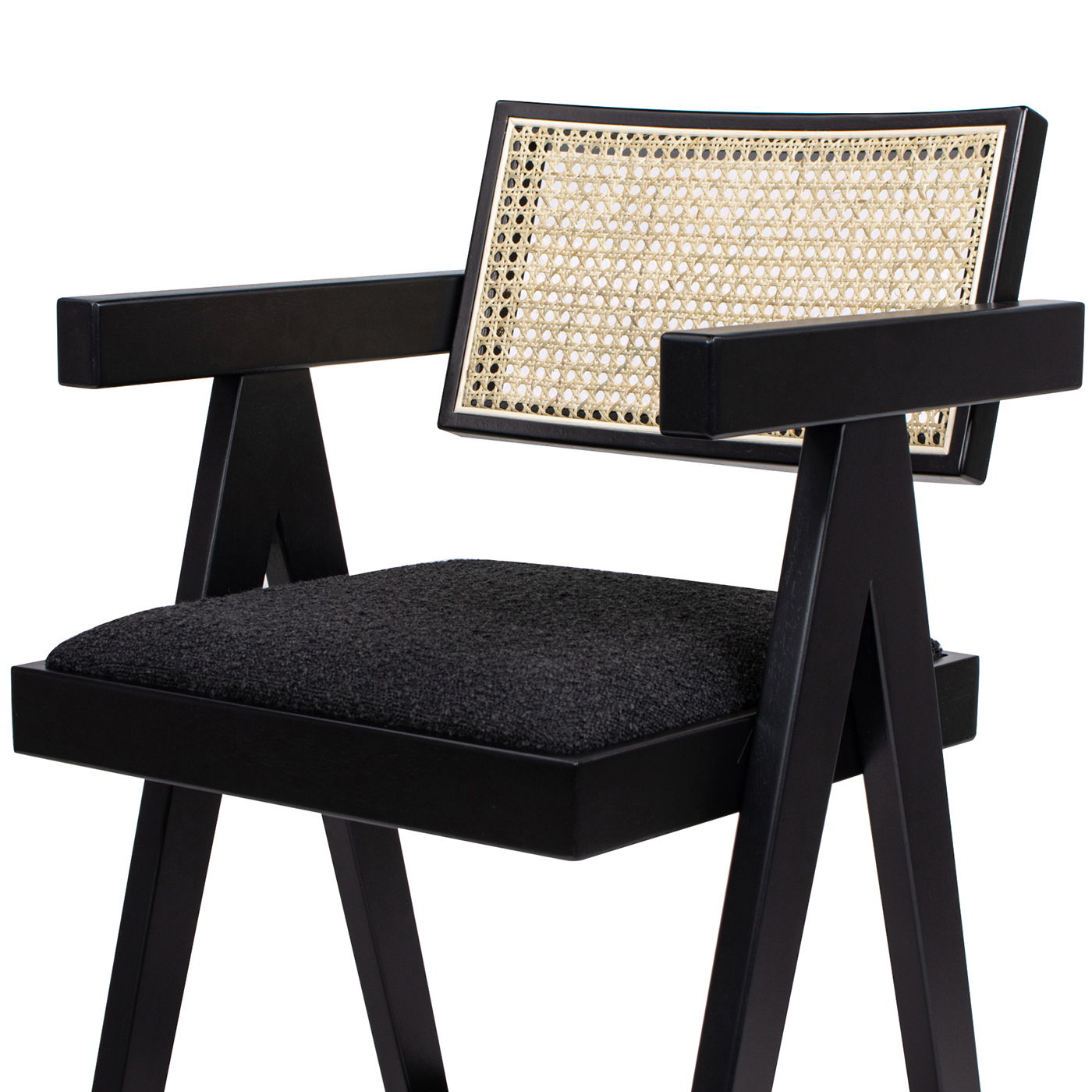 Milan - Modern Webbing Back Counter Bar Stool With Arms (Set of 3) - Ebony Black