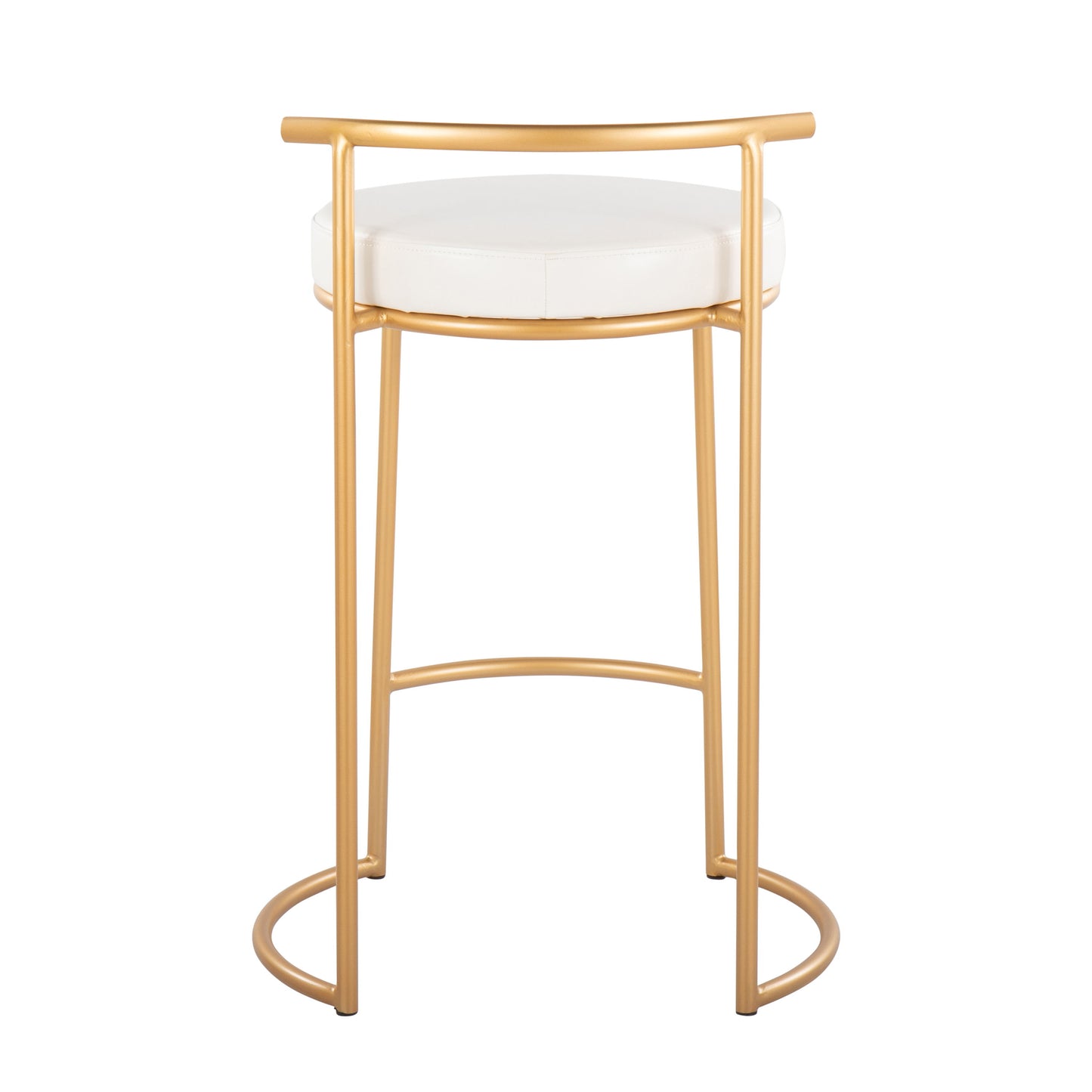 Fuji - Round Contemporary Fixed Height Counter Stool (Set of 2) - Gold / White