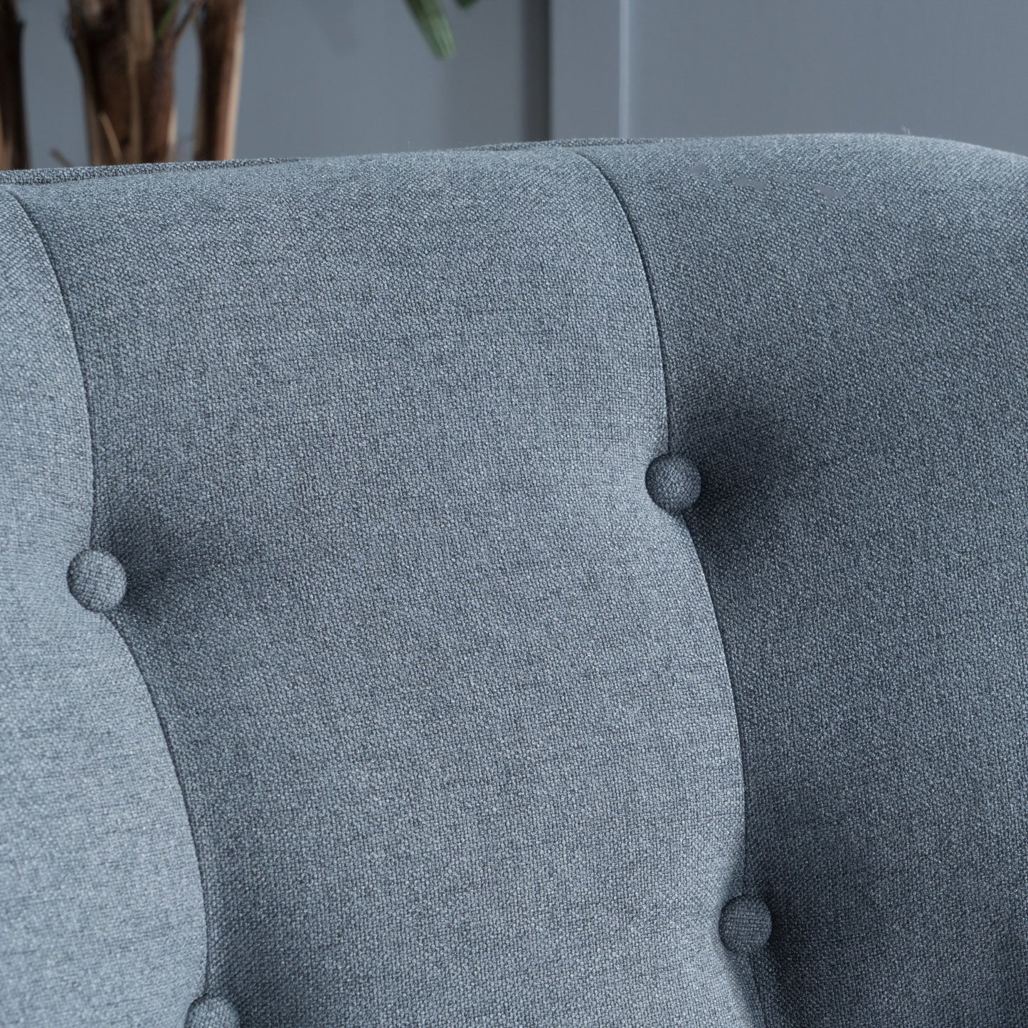 Modern Arm Chair With Tufted Back And Wooden Legs - Charcoal
