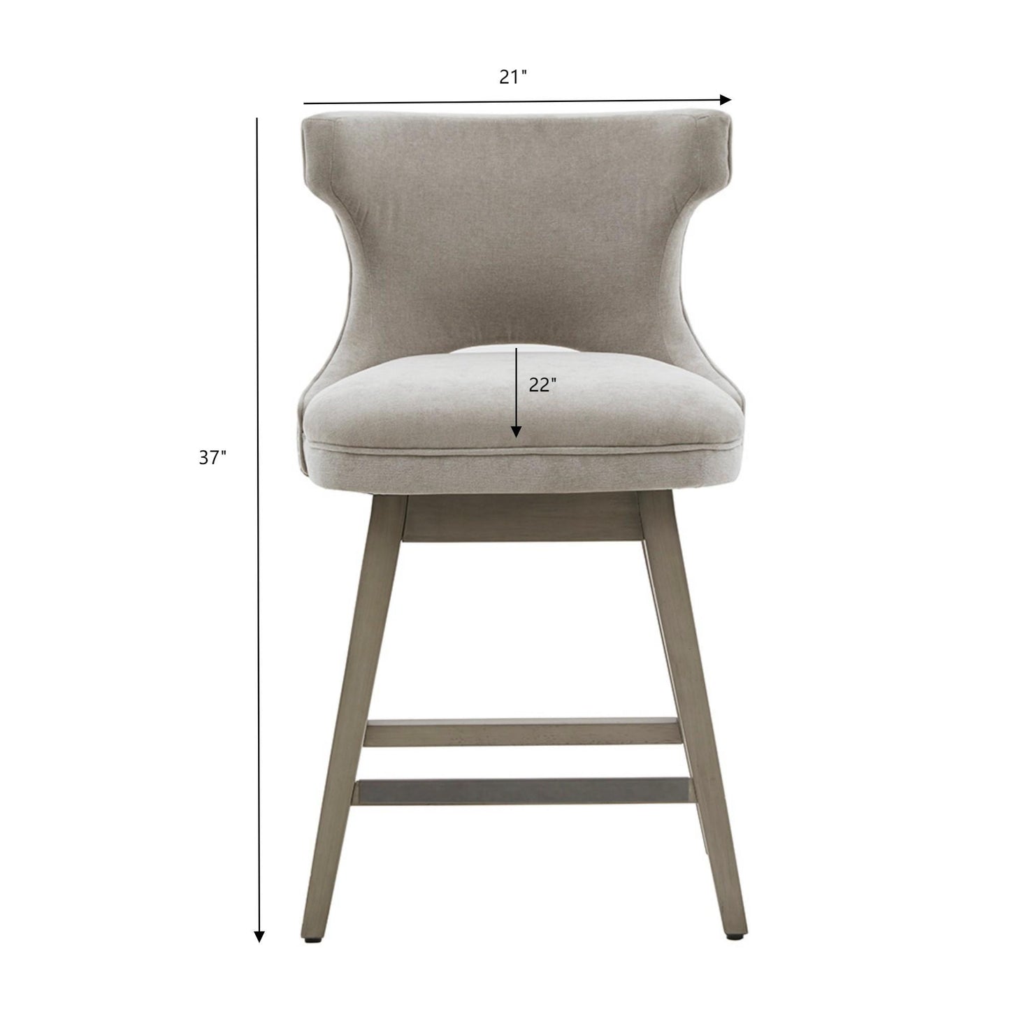Swivel Counter Stool With Silver Detailing - Light Gray