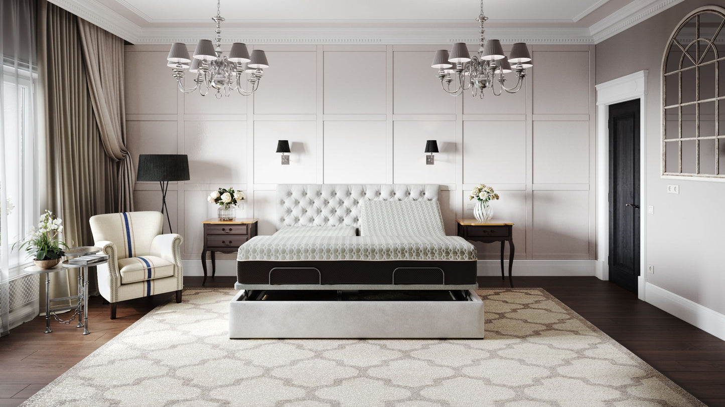 Copper Lux Hybrid - 14" Split Top King Mattress With Copper Infused Contouring Memory Comfort Layer And Supportive Coil System - Black / Gray