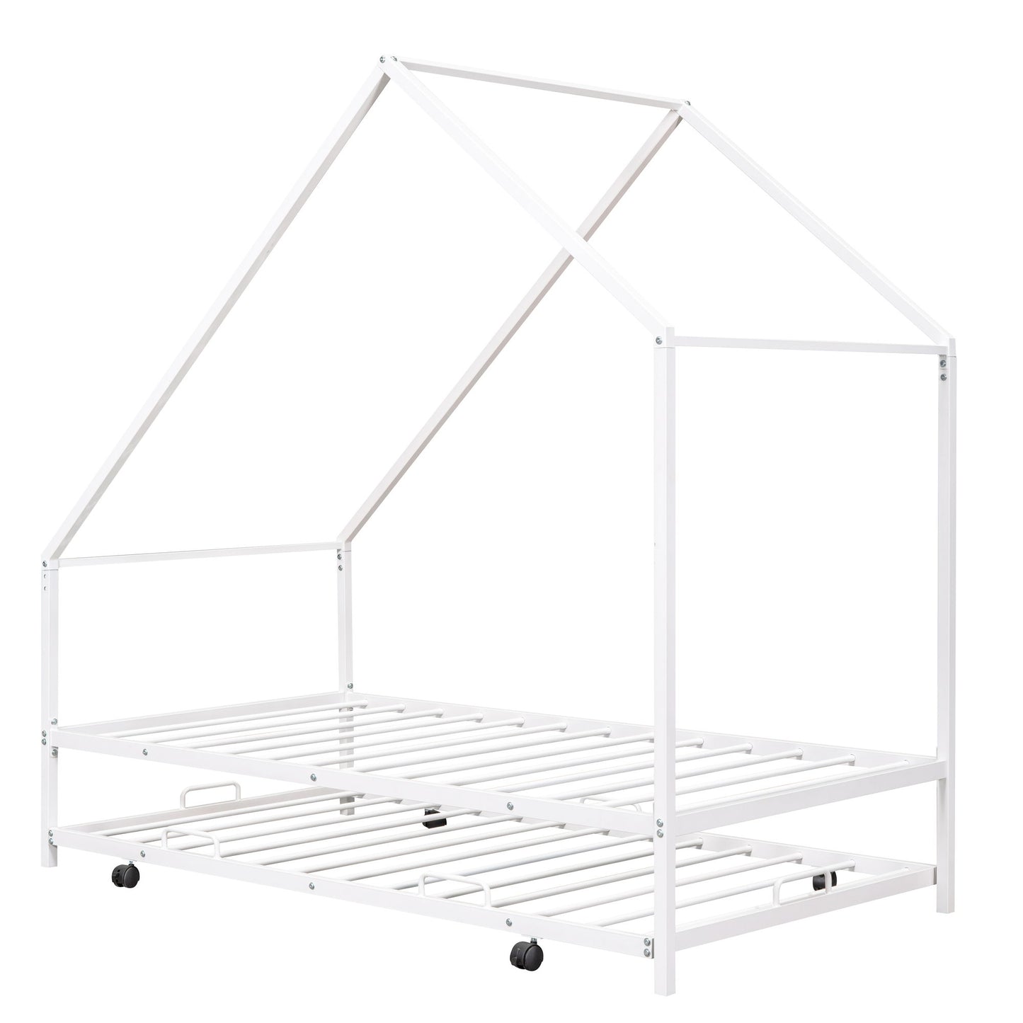 Twin Size House Bed & Trundle - White