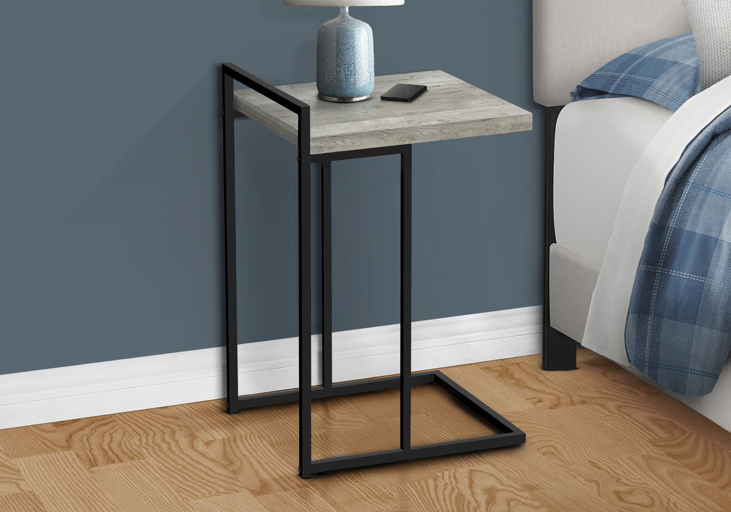 Accent Table, C - Shaped, Modern Convenient Design - Gray