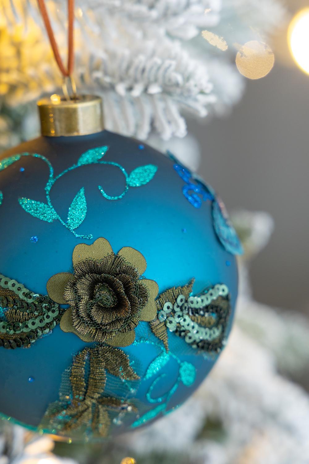 Christmas Ball Ornaments, Glass Decorative Hanging Ball Christmas Tree Ornaments For Holiday Party Decorations (Set of 4) - Blue