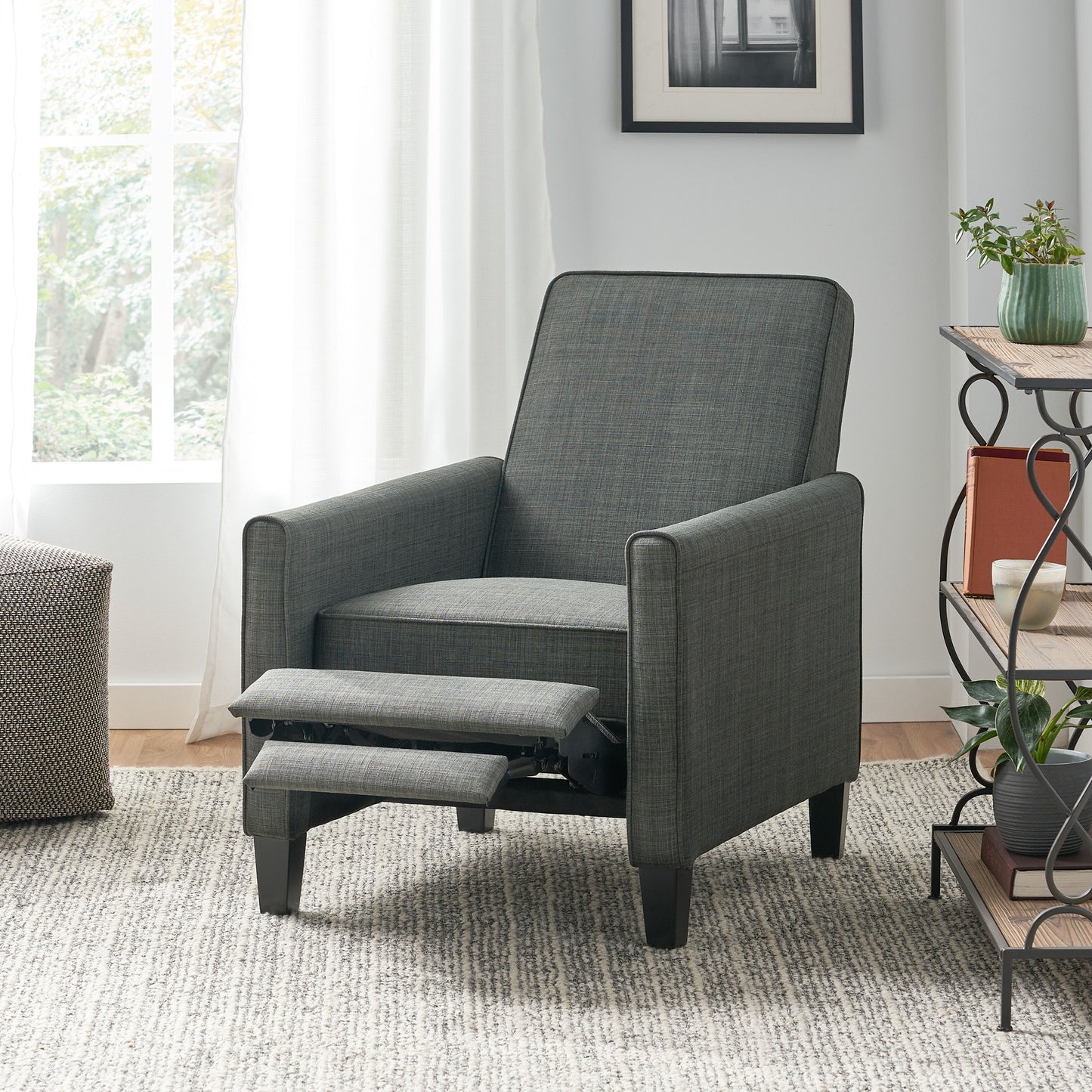 Linen Push Back Chair For Elegant Home - Dark Gray