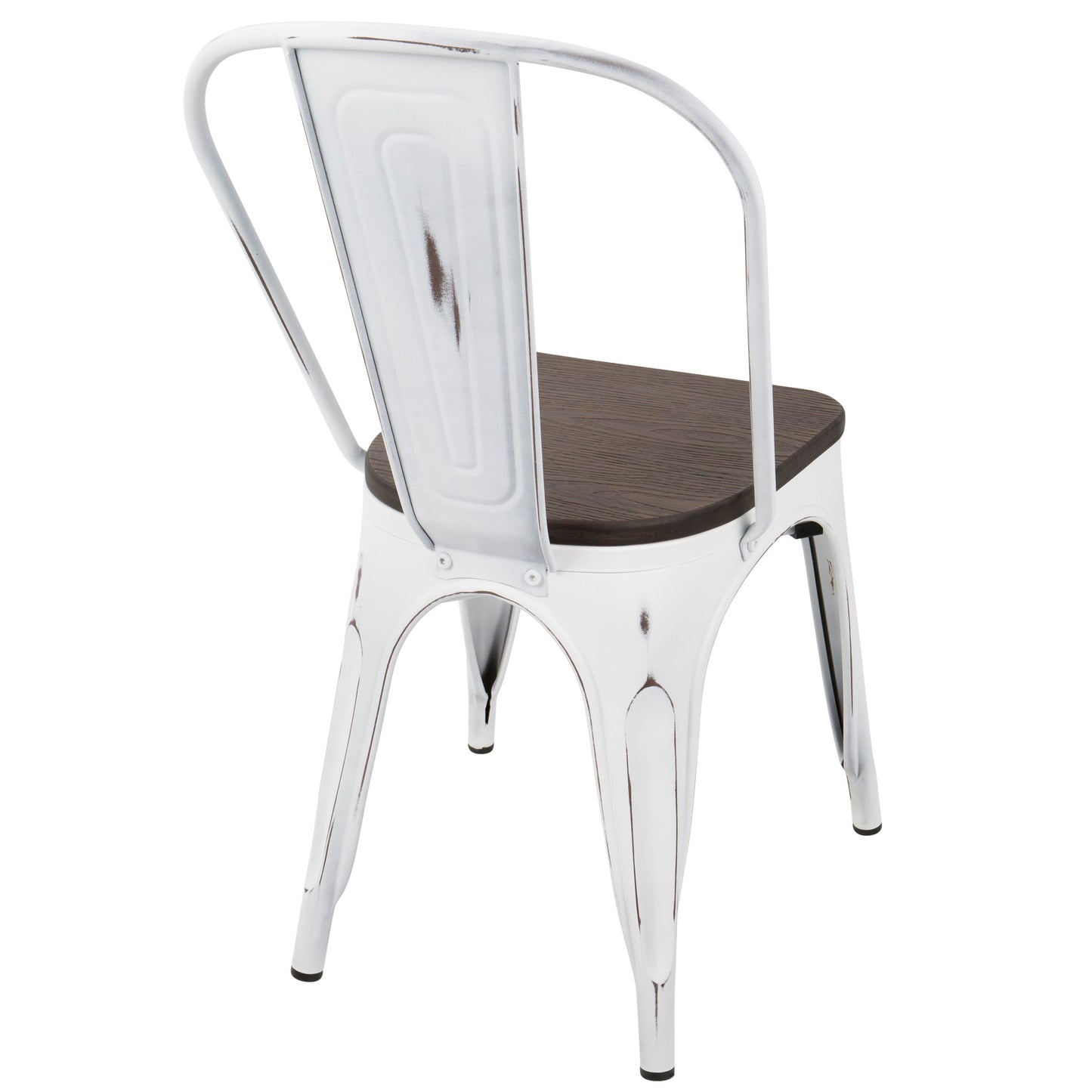 Oregon - Industrial / Farmhouse Stackable Dining Chair (Set of 2) - Vintage White / Espresso