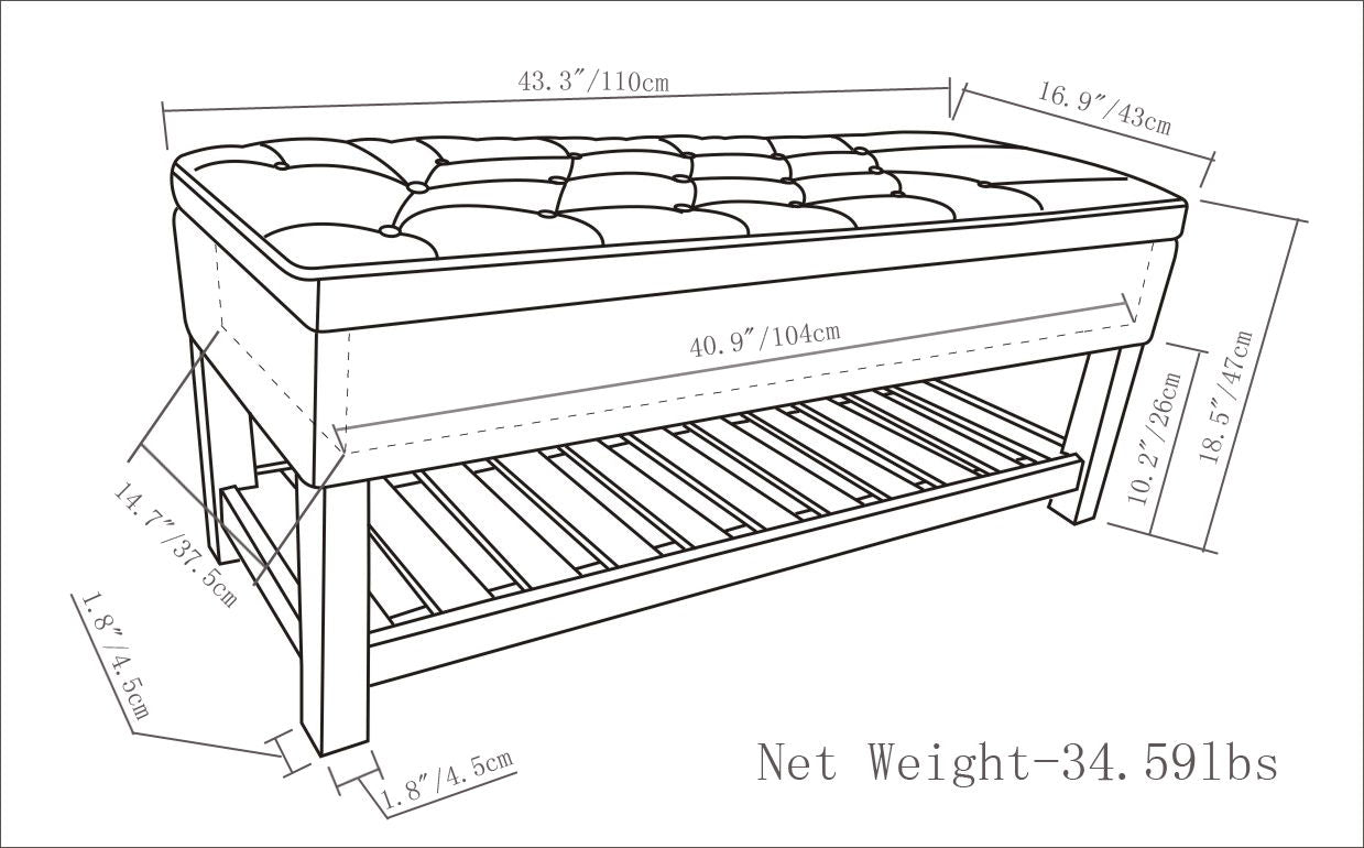 Lomond - Storage Ottoman Bench - Distressed Gray Taupe