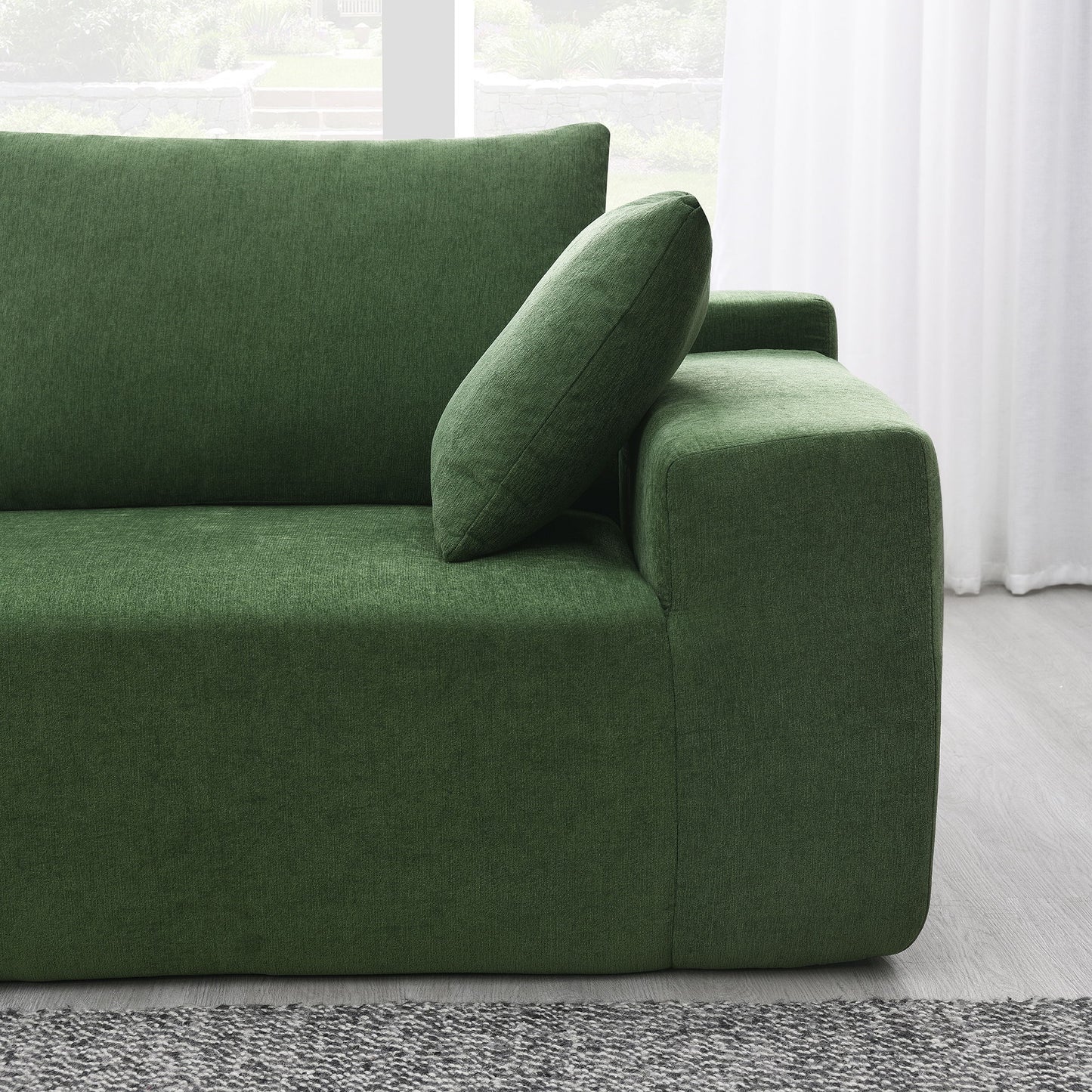 Modular Sectional Living Room Sofa Set, Modern Minimalist Style Couch, Upholstered Sleeper Sofa Salon, 2 Piece Free Combination, L-Shape - Green