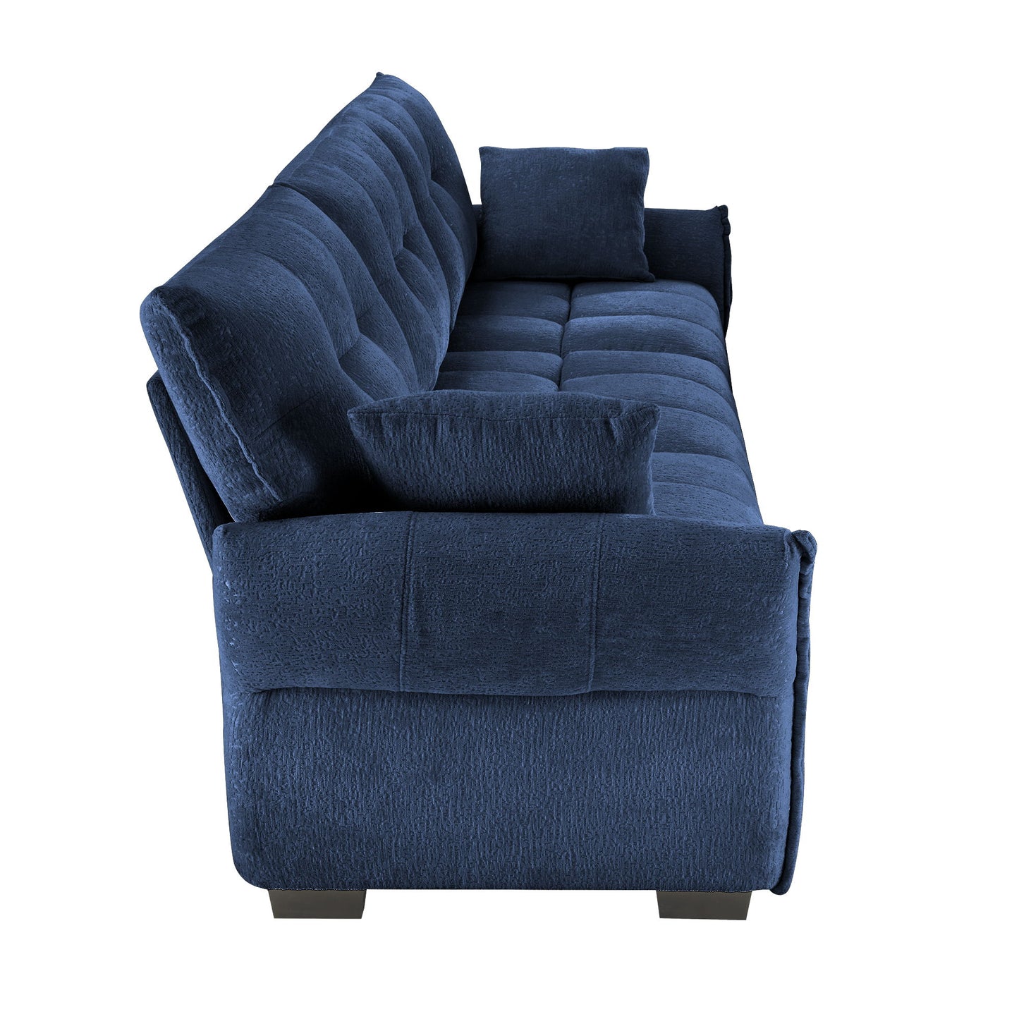 Modern 3 Seater Sofa Set And Pillows Frame, Textured Cover - Blue