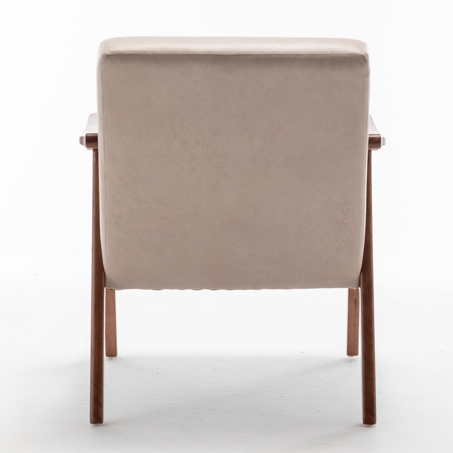Mid Century Modern Wingback Accent Chair With Solid Wood Frame And Extra Thick Backrest - Lounge Chair For Living Room, Bedroom, Or Reading Room - Light Camel