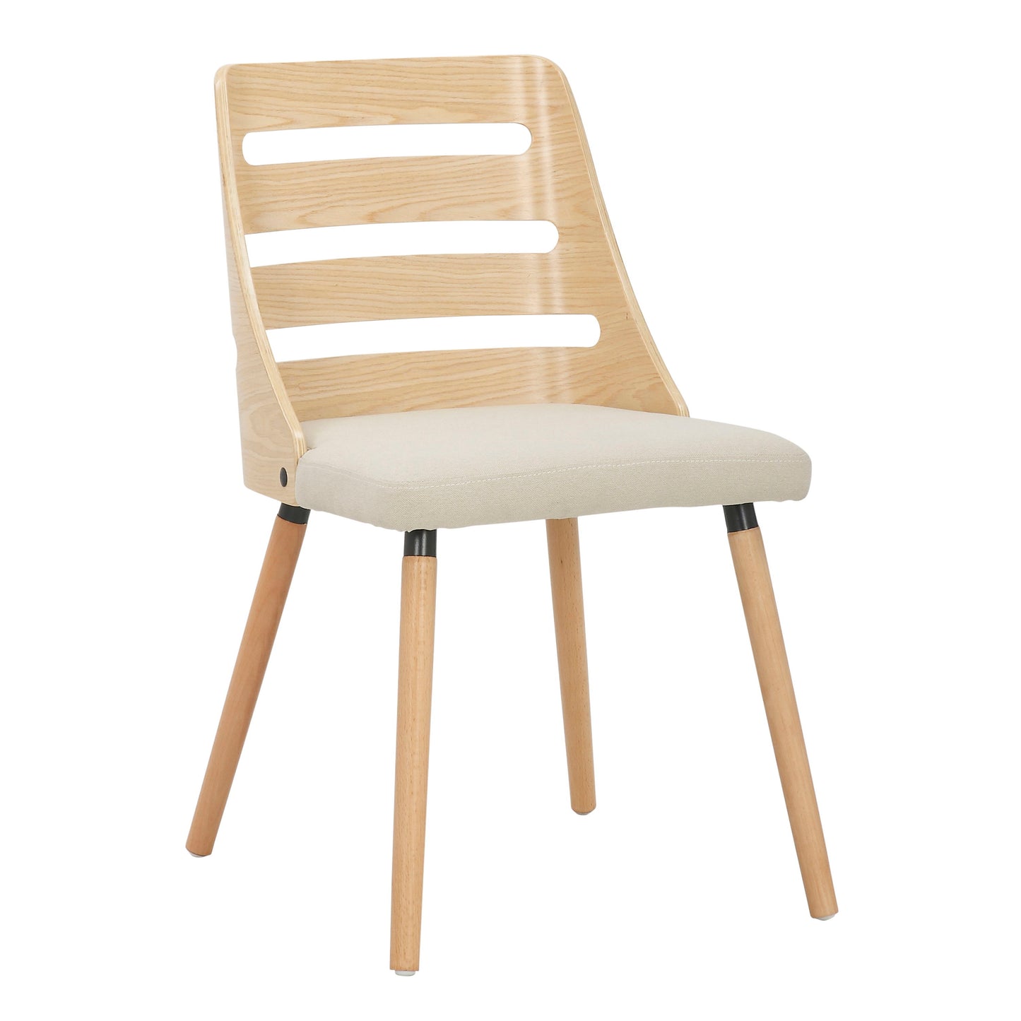 Trevi - Mid-Century Modern Dining Chair - Natural / Cream