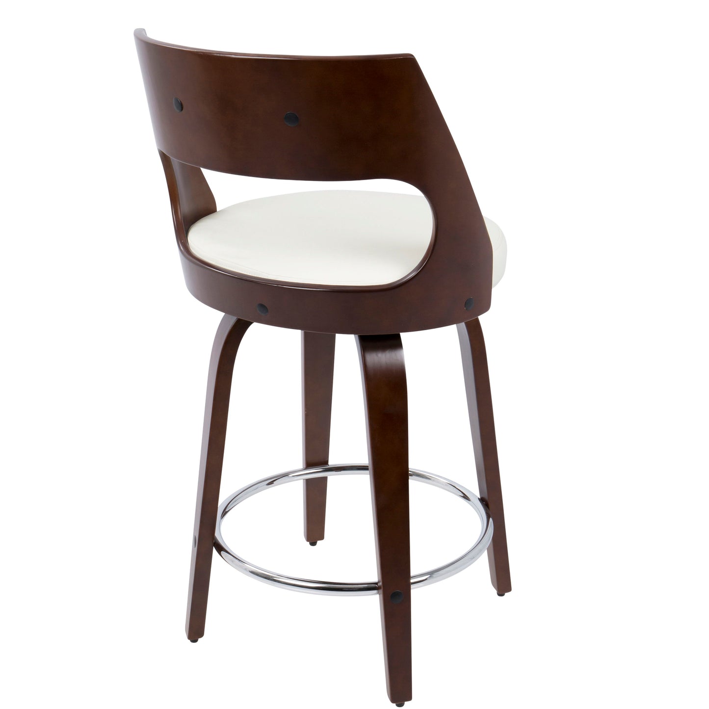 Cecina - Mid-Century Modern Counter Stool With Swivel (Set of 2) - Cherry / White