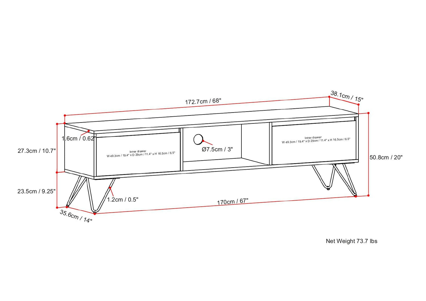 Hunter - Handcrafted TV Media Stand - Natural